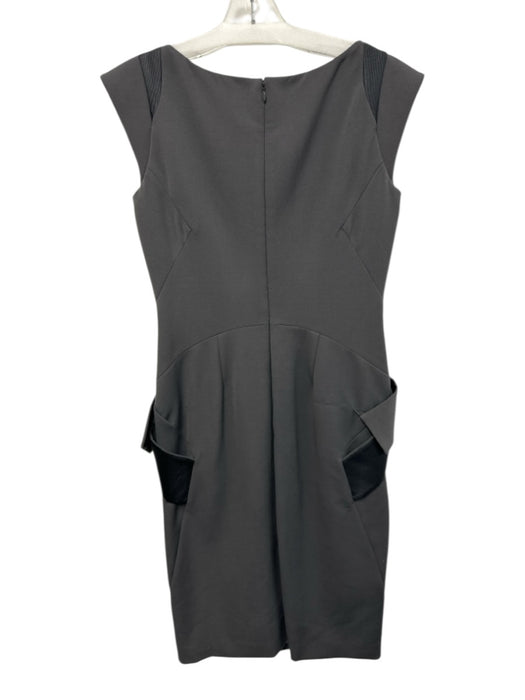 Giorgio Armani Size 38 Dark Grey Viscose Blend Bateau Neckline Cap Sleeve Dress Dark Grey / 38
