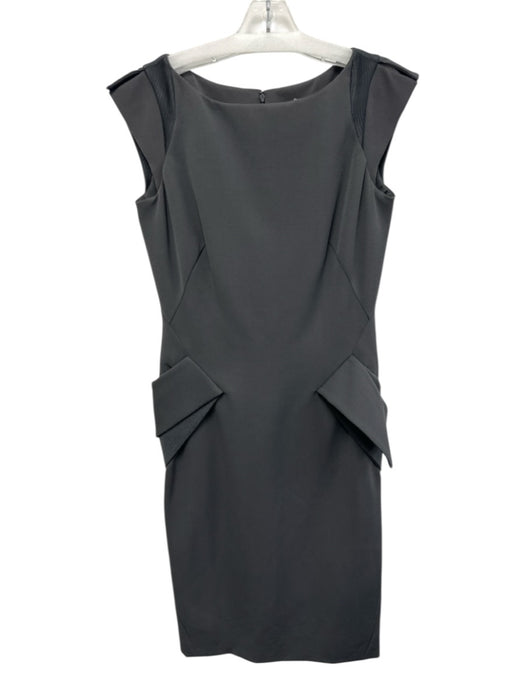 Giorgio Armani Size 38 Dark Grey Viscose Blend Bateau Neckline Cap Sleeve Dress Dark Grey / 38