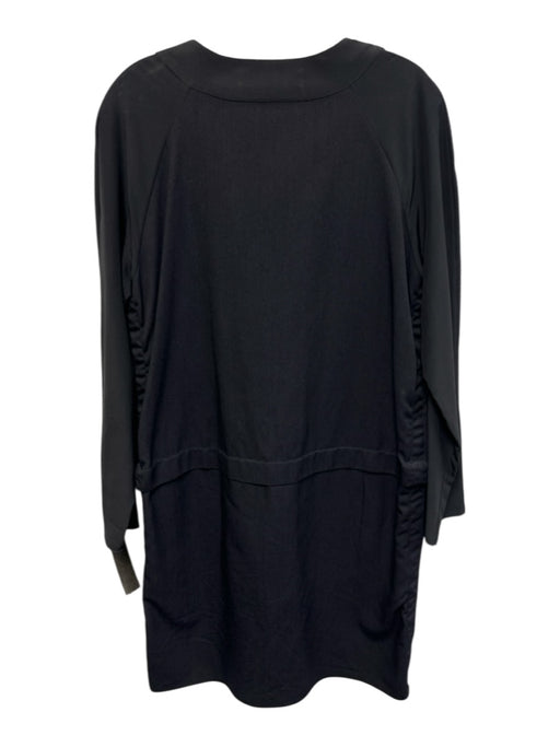 Marni Size 42 Black Silk Blend 1/4 Button Mixed Fabric Long Sleeve Pockets Dress Black / 42