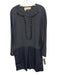 Marni Size 42 Black Silk Blend 1/4 Button Mixed Fabric Long Sleeve Pockets Dress Black / 42