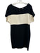 Josie Natori Size 10 Black & Cream Poly Blend Wide Neck Colorblock Dress Black & Cream / 10