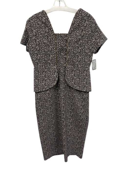 Roland Mouret Size 12 Purple, Black & White Cotton Blend Jacquard Zip Back Dress Purple, Black & White / 12