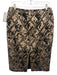 Lafayette 148 Size 8 Brown & Black Poly Blend Zip Back Jacquard Back Slit Skirt Brown & Black / 8