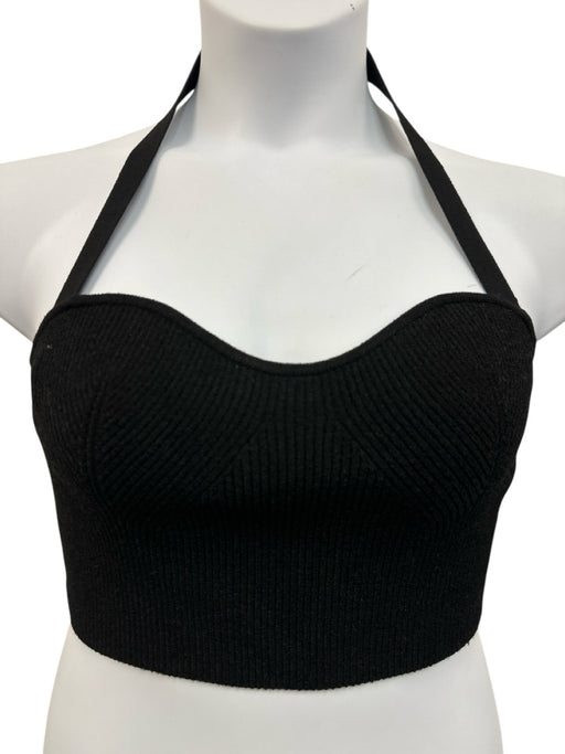 Michael Kors Collection Size L Black Viscose Blend Halter Ribbed Top Black / L