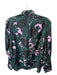 Crosby Size M Green & Purple Long Balloon Sleeve Flowers Neck Tie Top Green & Purple / M