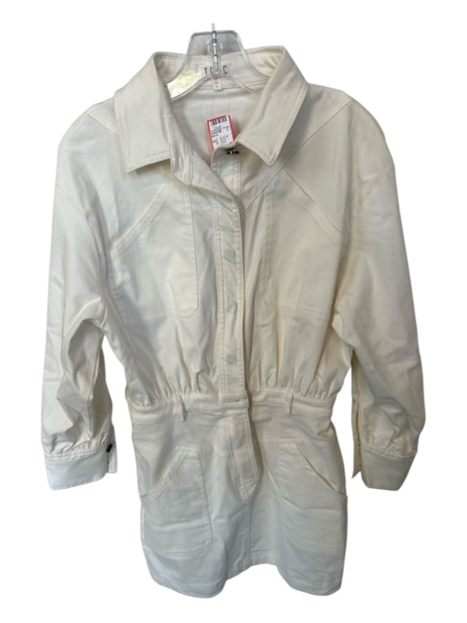 TCEC Size S Cream Long Sleeve Buttons Collar Dress Cream / S