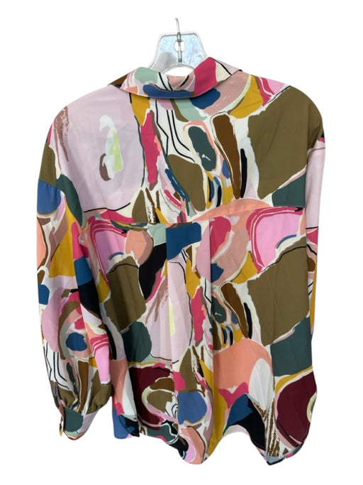 Crosby Size XS Multi Long Sleeve Abstract Button Down Collar Top Multi / XS