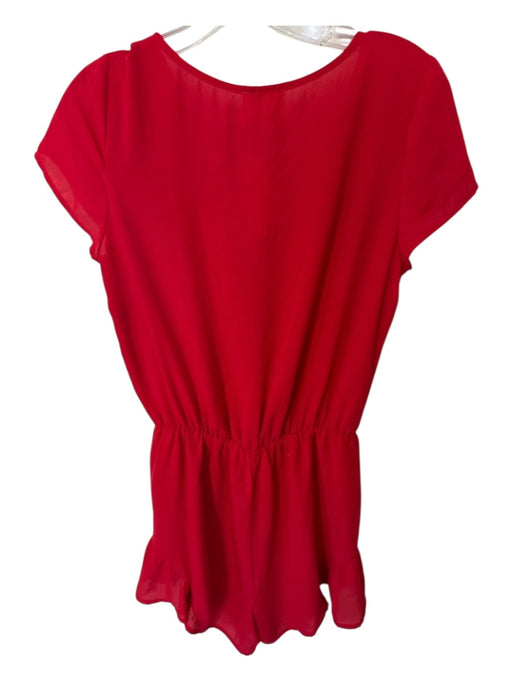 Buddy Love Size XS Red Polyester Short Sleeve Elastic Waist Ruffles Romper Red / XS
