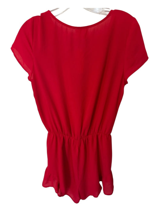 Buddy Love Size XS Red Polyester Short Sleeve Elastic Waist Ruffles Romper Red / XS