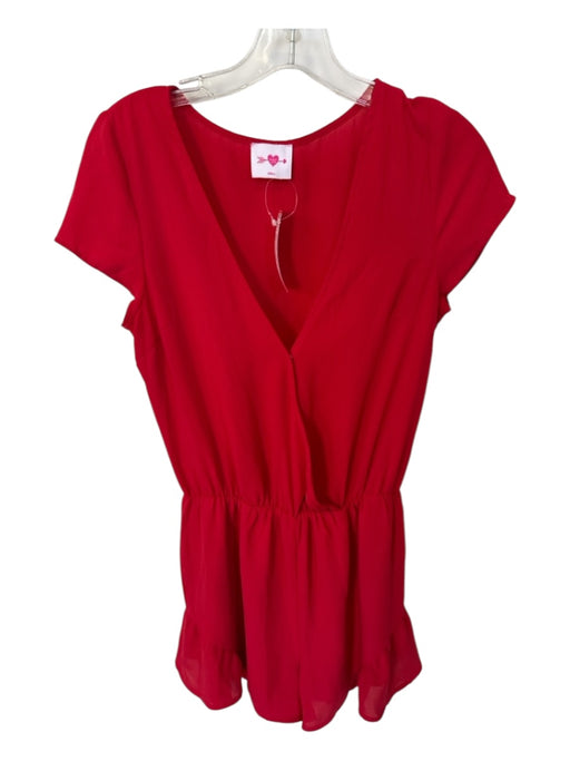Buddy Love Size XS Red Polyester Short Sleeve Elastic Waist Ruffles Romper Red / XS