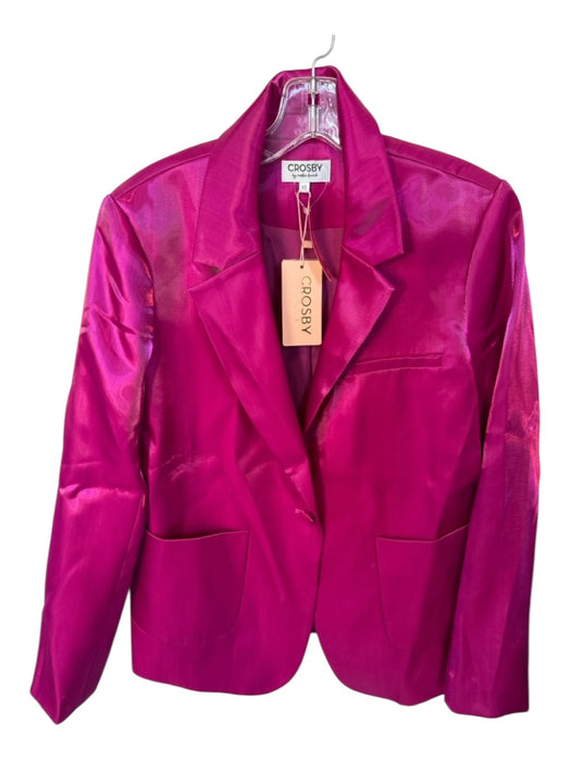 Crosby Size XS Magenta Polyester Long Sleeve One Button Blazer Jacket Magenta / XS