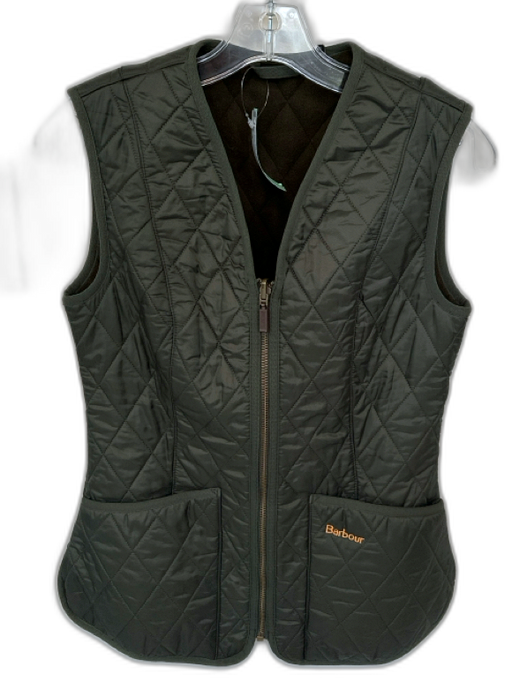 Barbour Size 2 Olive Green Polyamid Quilted Fleece Lined Vest Olive Green / 2