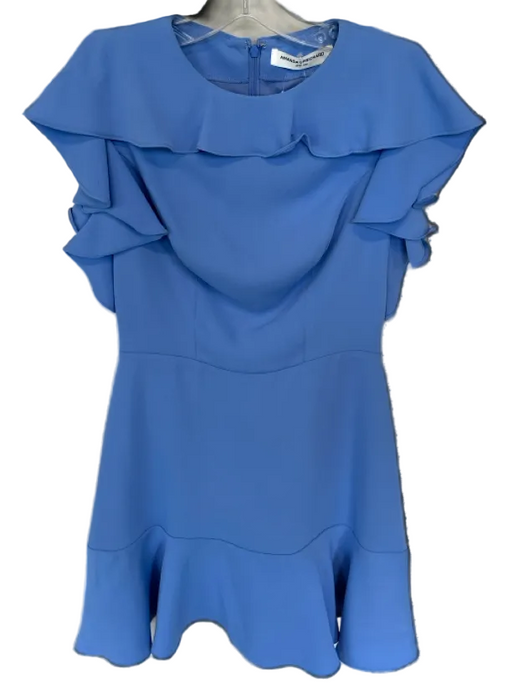 Amanda Uprichard Size P Cornflower Blue Polyester Flutter Cap sleeve Lined Dress Cornflower Blue / P