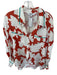 Crosby Size M Orange & White Tencel Button Up Floral 3/4 Balloon Sleeve Top Orange & White / M