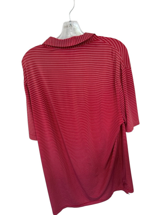 Peter Millar Size L Red & White Polyester Blend Striped Collar Golf Men's Polo Red & White / L