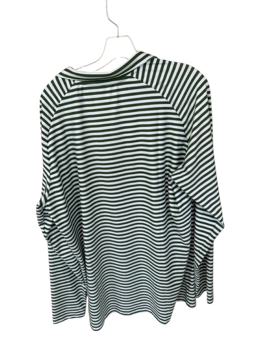Smith & Quinn Green & White Polyester Blend Striped 1 Button 1/4 zip Pullover Green & White / XL