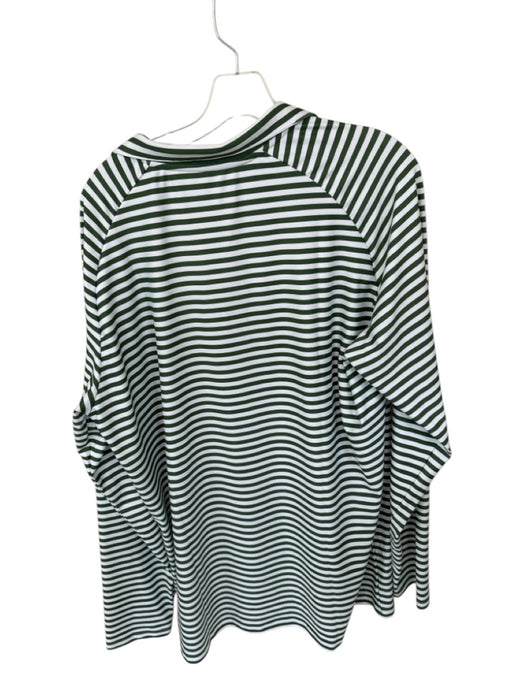 Smith & Quinn Green & White Polyester Blend Striped 1 Button 1/4 zip Pullover Green & White / XL