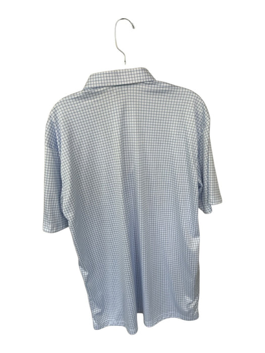 Collars & Co Size XL White & Blue Polyester Grid Dress Collar Men's Polo White & Blue / XL