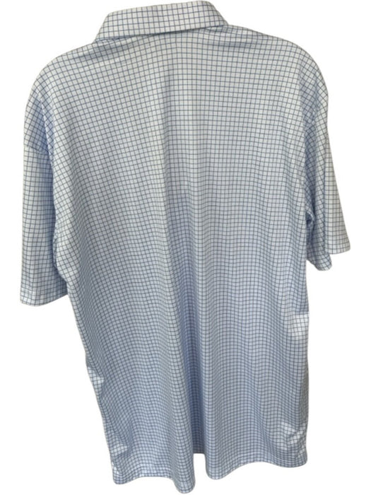 Collars & Co Size XL White & Blue Polyester Grid Dress Collar Men's Polo White & Blue / XL