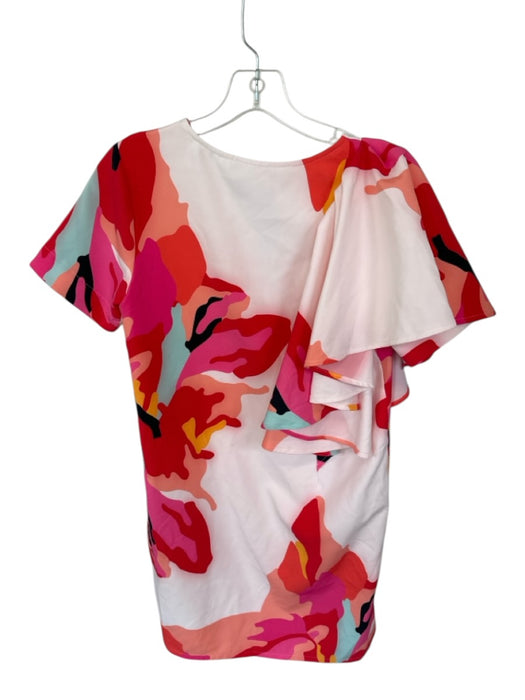 Crosby Size XS Pink & Multi Polyester Blend Abstract Short Ruffle Detail Dress Pink & Multi / XS
