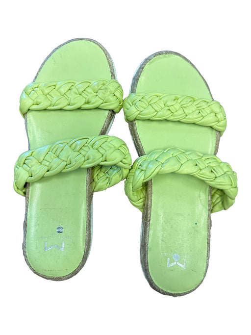 Marc Fisher Shoe Size 8 Chartreuse Leather Braided Strap Slip On Sandals Chartreuse / 8