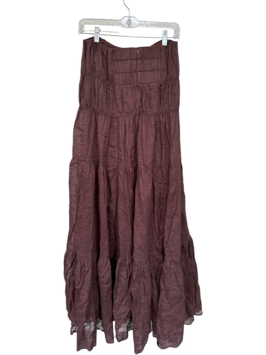 Dissh Size 8 Chocolate Brown Ramie Strapless smocked Maxi Back Zip Dress Chocolate Brown / 8