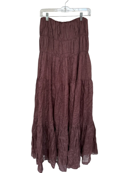Dissh Size 8 Chocolate Brown Ramie Strapless smocked Maxi Back Zip Dress Chocolate Brown / 8