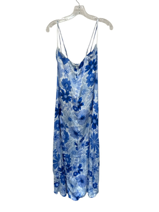 Dissh Size 6 Blue & White Silk Spaghetti Strap Flowers Back Zip Maxi Dress Blue & White / 6