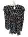 H&M Size S Black & Cream Polyester Blend Long Balloon Sleeve Ikat Ruffles Dress Black & Cream / S