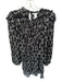H&M Size S Black & Cream Polyester Blend Long Balloon Sleeve Ikat Ruffles Dress Black & Cream / S