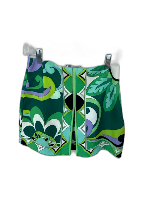 Zara Size M Green & Purple Polyester Elastic Waist Swirls Front Pleat Skirt Green & Purple / M
