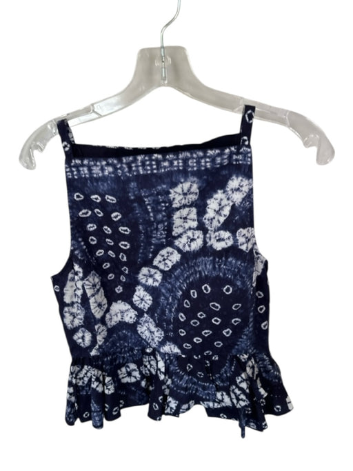 Ulla Johnson Size 4 Navy & white Cotton Spaghetti Strap Tie Dye Peplum Top Navy & white / 4