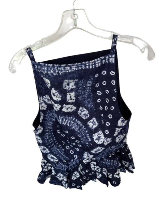 Ulla Johnson Size 4 Navy & white Cotton Spaghetti Strap Tie Dye Peplum Top Navy & white / 4