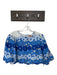 Farm Rio Size M Blue & Cream Linen 3/4 Sleeve Flowers Scalloped Hem Cropped Top Blue & Cream / M