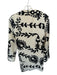 Zara Size M Cream & Black Polyester Long Sleeve Wrap Collar Dress Cream & Black / M