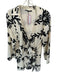 Zara Size M Cream & Black Polyester Long Sleeve Wrap Collar Dress Cream & Black / M