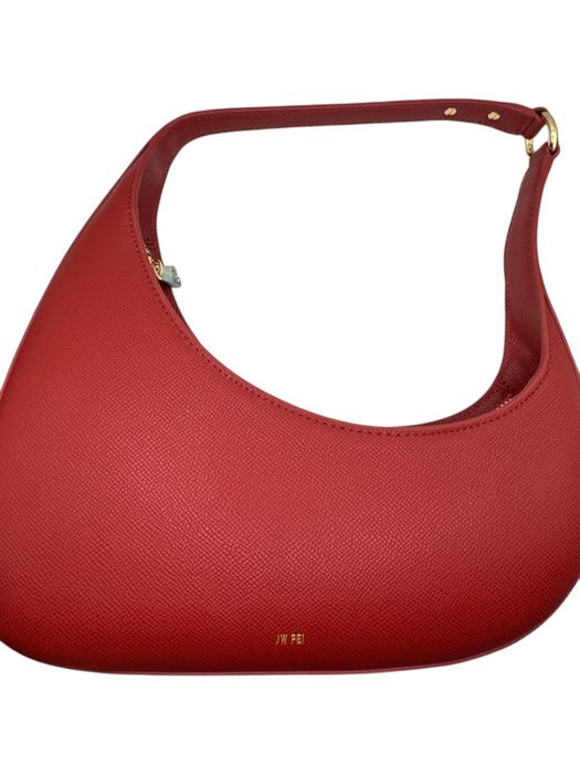 JW PEI Red Vegan Leather Shoulder Bag Zip Close Gold Hardware Bag Red / S