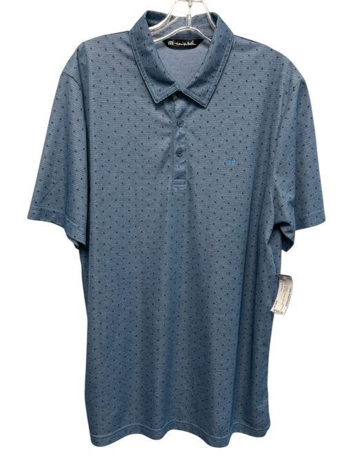 Travis Mathew Size L Blue Synthetic Striped Polo Men's Short Sleeve Blue / L