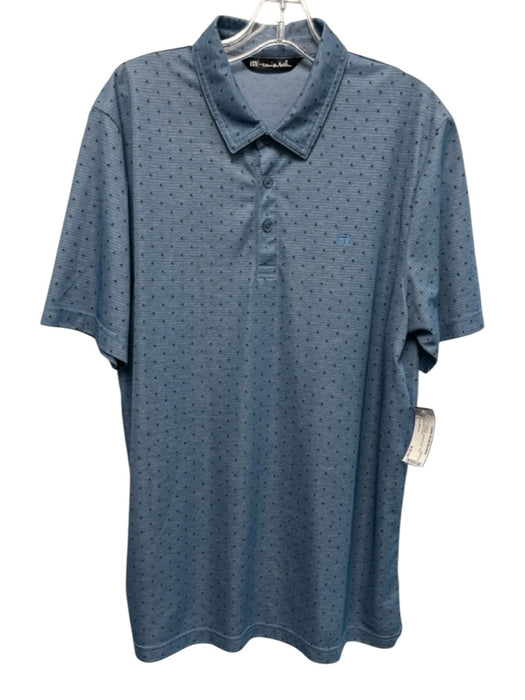 Travis Mathew Size L Blue Synthetic Striped Polo Men's Short Sleeve Blue / L