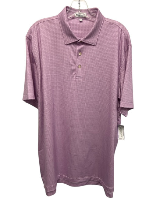 Peter Millar Size L Purple & White Synthetic Micro Polo Athleisure Short Sleeve Purple & White / L