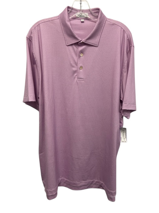 Peter Millar Size L Purple & White Synthetic Micro Polo Athleisure Short Sleeve Purple & White / L