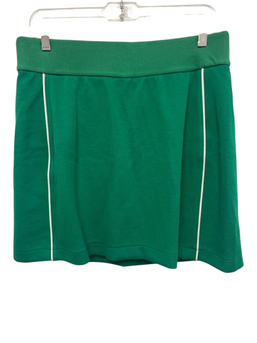 Spanx Size L Green & White Modal Blend Elastic Waist Piping Mid Rise Skort Skirt Green & White / L
