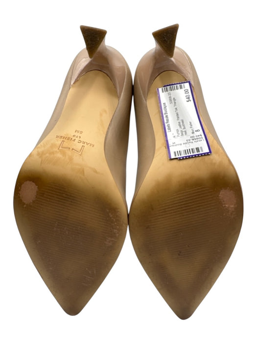 Marc Fisher Shoe Size 8 Beige Leather Pointed Toe Triangle Heel Pumps Beige / 8
