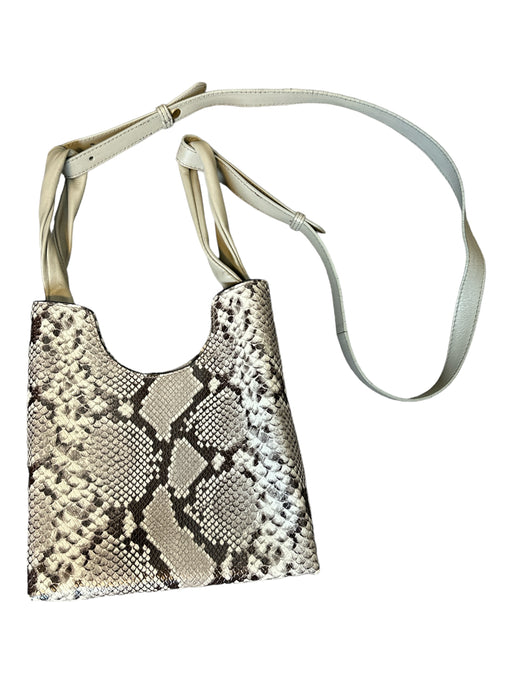 Gray, Brown, White Leather Snake Print Magnetic Close Crossbody Purse Gray, Brown, White / Small