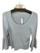 Elizabeth & James Size L Baby Blue Viscose Blend Long Bell Sleeve Ribbed Top Baby Blue / L