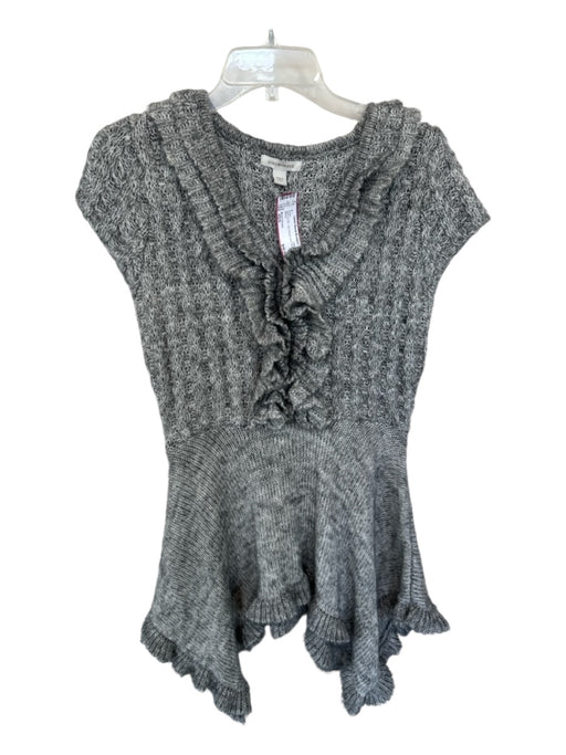 Boston Proper Size XS/S Gray Acrylic Cap Sleeve Knit Ruffles Dress Gray / XS/S