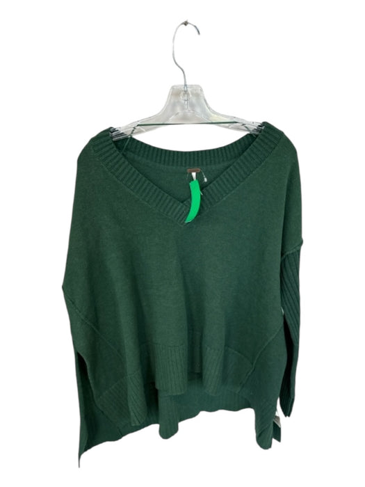 Free People Size XS Forest Green Polyester Blend Long Sleeve V Neck Sweater Forest Green / XS