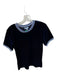 Liancarlo Size L Navy & Blue Velvet Short Sleeve Top Navy & Blue / L