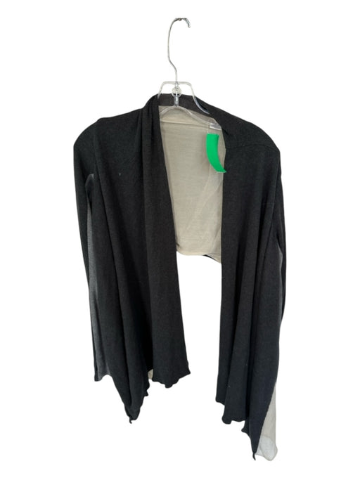 Pencey Size S Charcoal & Cream Cashmere Blend Long Sleeve Cropped Lined Sweater Charcoal & Cream / S