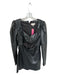 Ronny Kobo Size L Black Vegan Leather Long Sleeve Keyhole Front Back Zip Dress Black / L